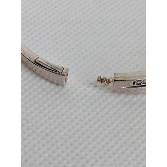 Pandora Sterling Silver 925 Twisted Clear CZ Hinged Bangle Bracelet Size 3 7.5" - Picture 5 of 6